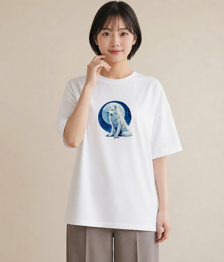 グラフィックTシャツ レディース サモエド 犬 いぬ イラスト 韓国風 旅行用 海 白T YMAZO