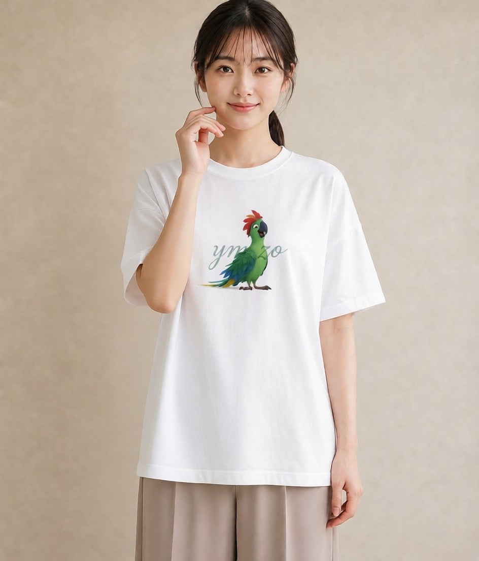 グラフィックTシャツ レディース コザクラインコ ペット 動物 イラスト こなれ感 ルームウェア ギフト 白T YMAZO