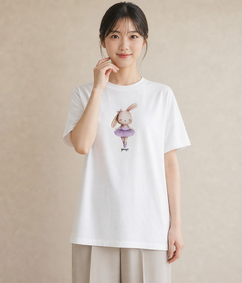 デザインTシャツ レディース ミニうさぎ ペット 動物 イラスト 淡色 姉妹 送別ギフト 白T YMAZO