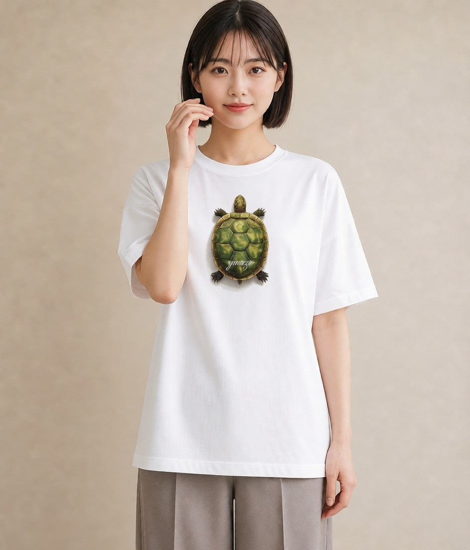 プリントTシャツ レディース ウミガメ 海の生き物 海 イラスト ラフ 秋コーデ おしゃれギフト 白T YMAZO