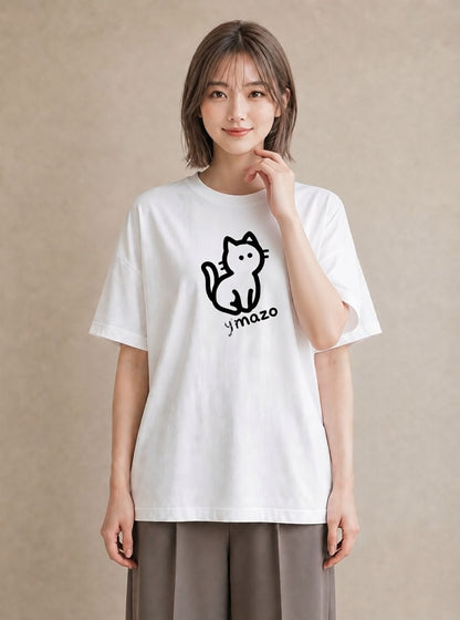 プリントTシャツ レディース 猫 ねこ ネコ イラスト 女子会 お揃い 白T YMAZO