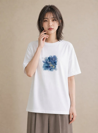 プリントTシャツ レディース 獅子座 星空 宇宙 イラスト ポップ カフェ巡り 女子会 白T YMAZO