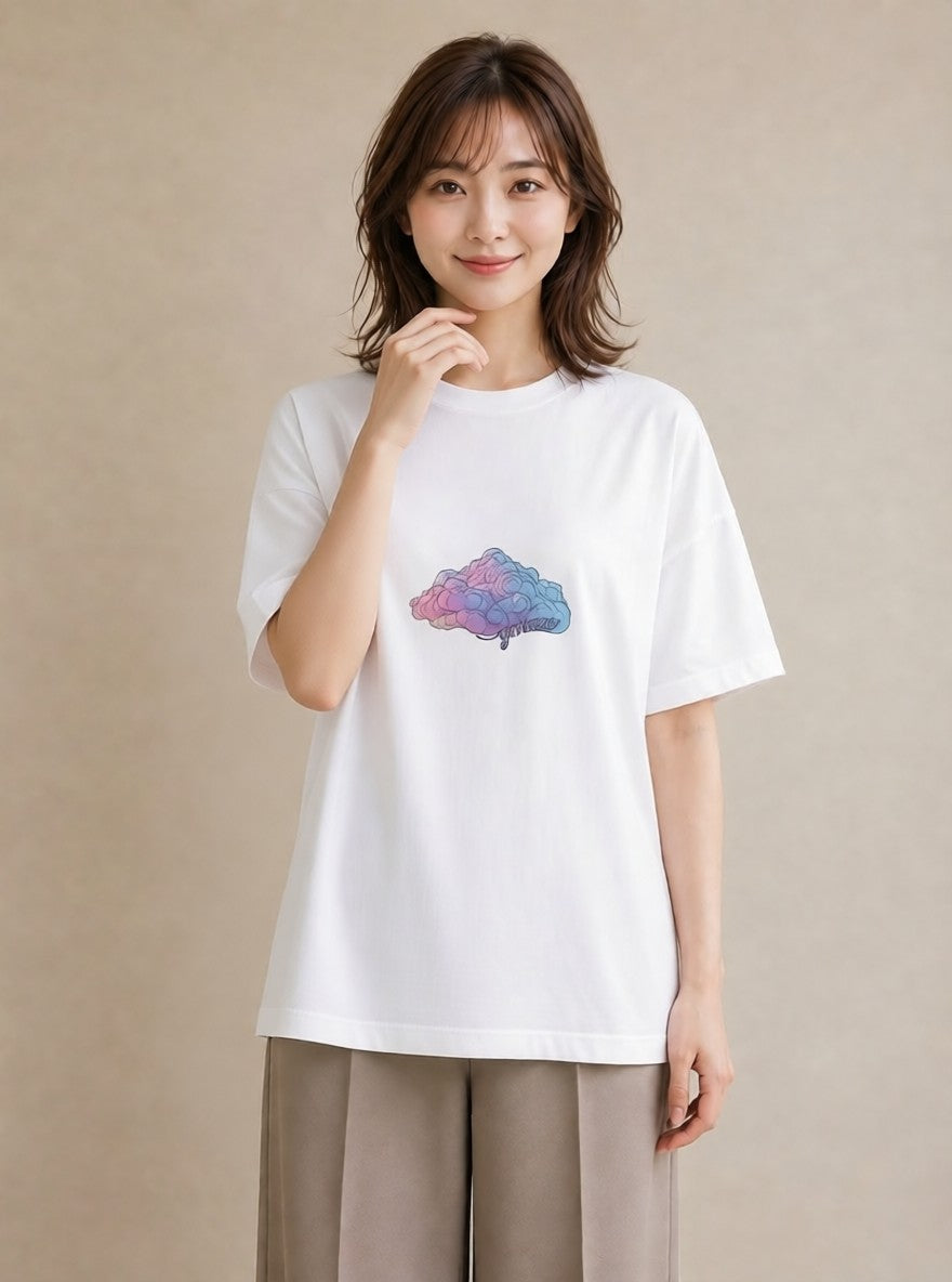 グラフィックTシャツ レディース 空 星空 宇宙 イラスト こなれ感 旅行用 海 白T YMAZO