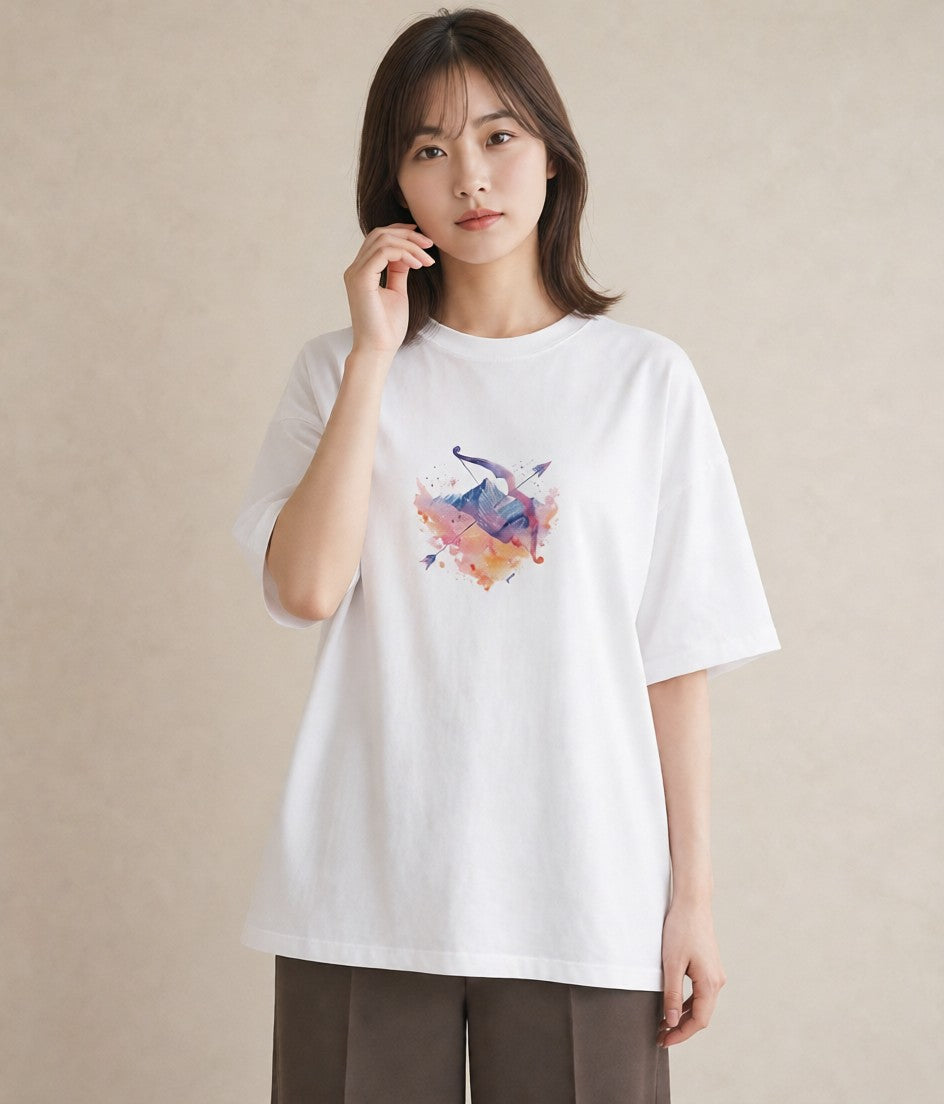 デザインTシャツ レディース 天秤座 星空 宇宙 イラスト シンプル クリスマス 旅行 白T YMAZO