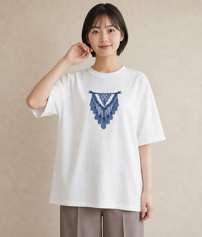 半袖Tシャツ レディース 風鈴 ガラス 夏 ナチュラル アンティーク イラスト ミニマル 春服 ミセス 白T YMAZO