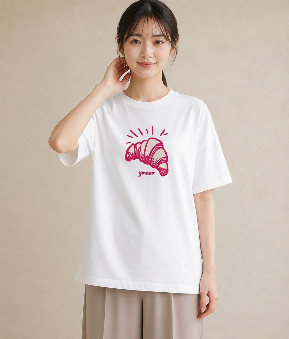 グラフィックTシャツ レディース パン ベーカリー イラスト こなれ感 姉妹 送別ギフト 白T YMAZO