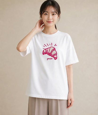 グラフィックTシャツ レディース パン ベーカリー イラスト こなれ感 姉妹 送別ギフト 白T YMAZO