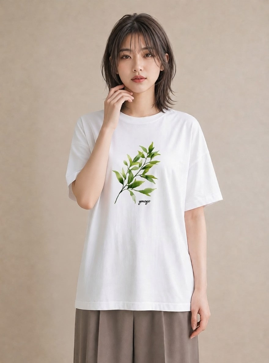 半袖Tシャツ レディース ハーブ 植物 ボタニカル イラスト 抜け感 部屋着 女性向けギフト 白T YMAZO