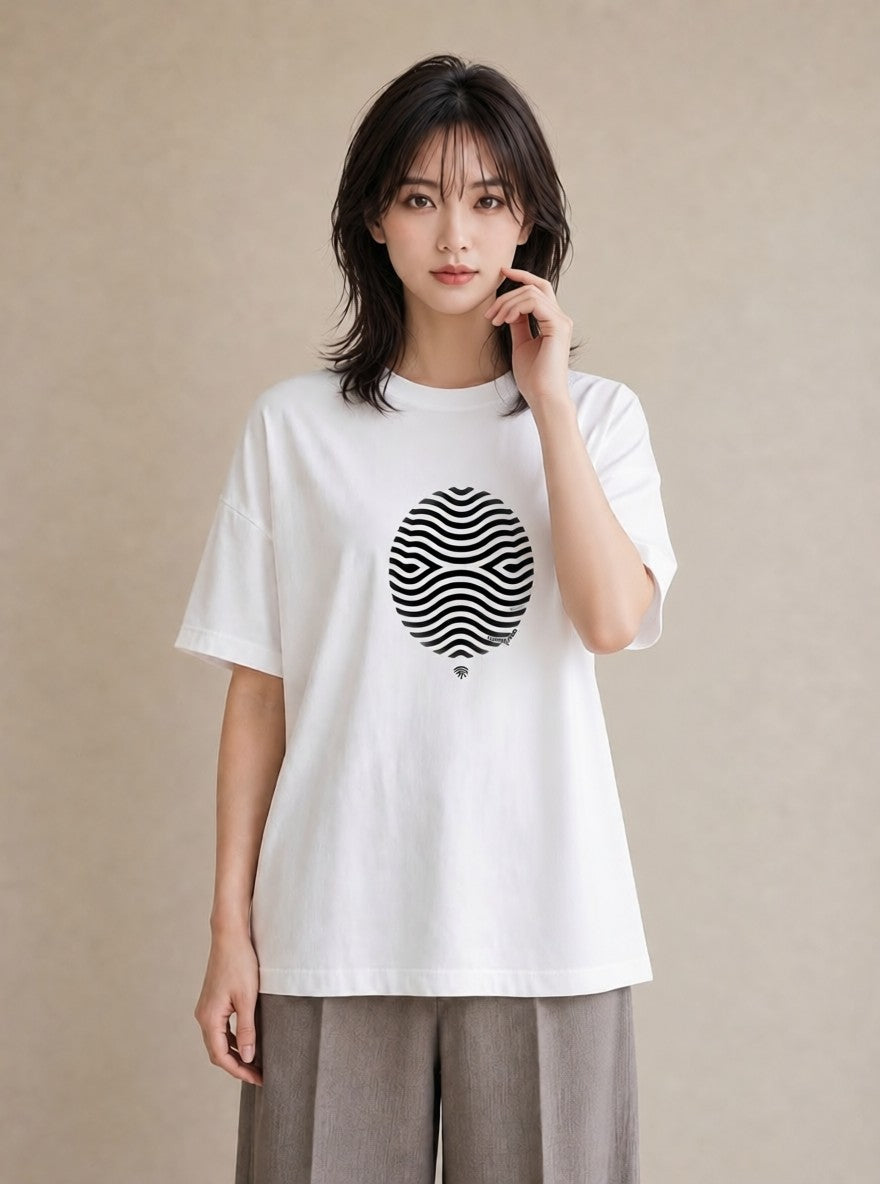 Tシャツ レディース 手鏡 アンティーク レトロ ナチュラル イラスト ラフカジュアル 春コーデ 姉妹 白T YMAZO