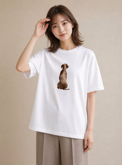 プリントTシャツ レディース いぬ 犬 ワンコ イラスト こなれ感 通勤 在宅 白T YMAZO