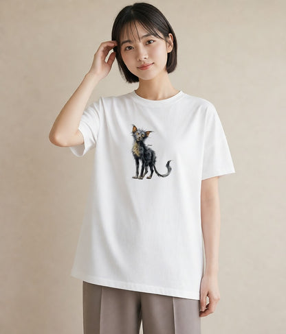 グラフィックTシャツ レディース メインクーン 猫 ねこ イラスト カフェコーデ 秋コーデ おしゃれギフト 白T YMAZO