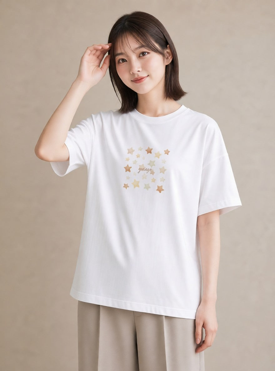 デザインTシャツ レディース ヒトデ 海の生き物 海 イラスト シンプル クリスマス 旅行 白T YMAZO
