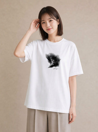 Tシャツ レディース 山羊座 星空 宇宙 イラスト ガーリー 旅行用 海 白T YMAZO