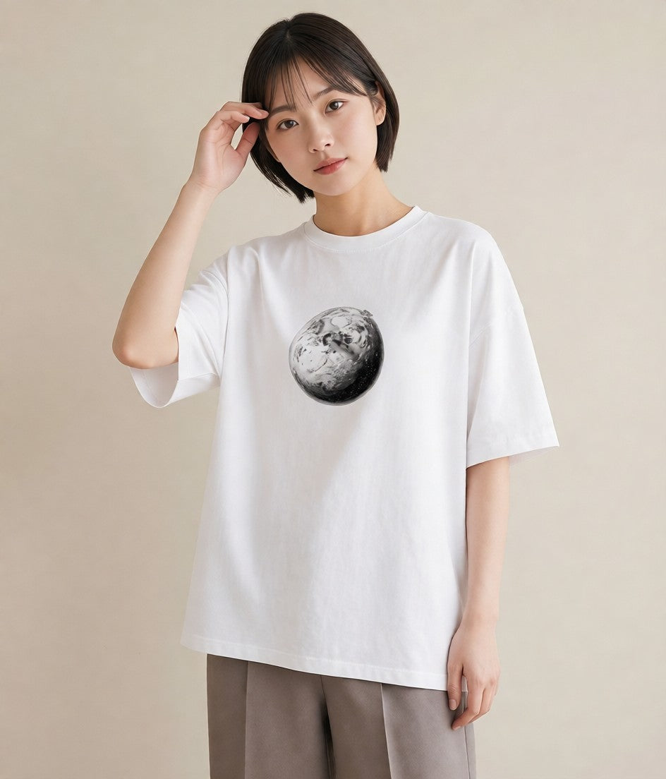 デザインTシャツ レディース プラネット 星空 宇宙 イラスト 線画 ビーチ デイリーウェア 白T YMAZO