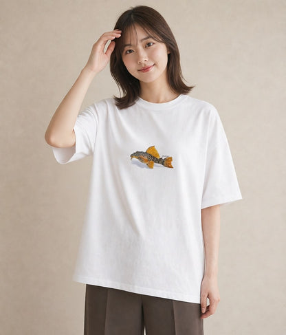 Tシャツ レディース 出目金 ペット 動物 イラスト ナチュラル 休日 ペアコーデ 白T YMAZO