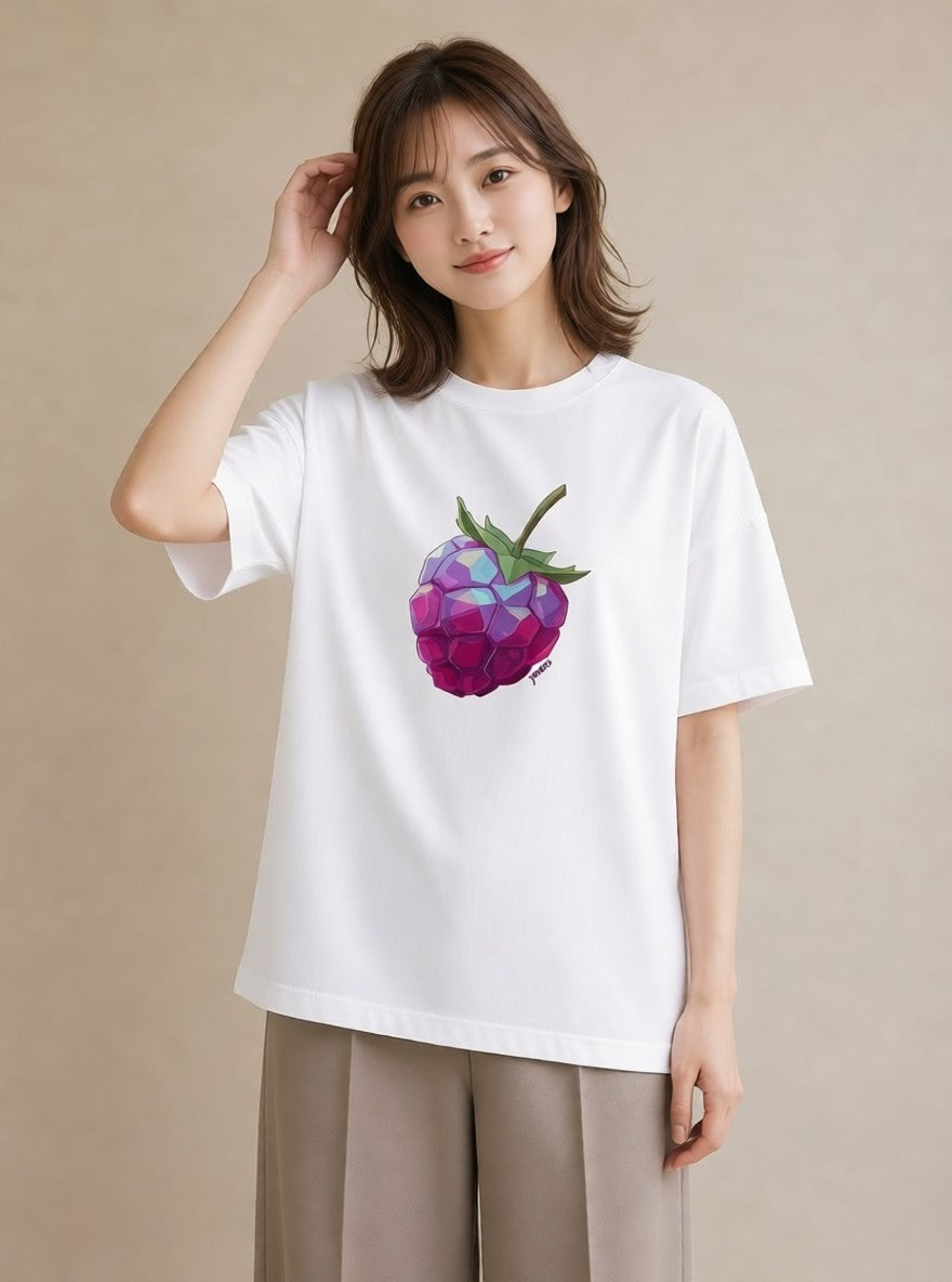 プリントTシャツ レディース 木の実 植物 ボタニカル イラスト ニュアンス 帰省 ラフ 白T YMAZO