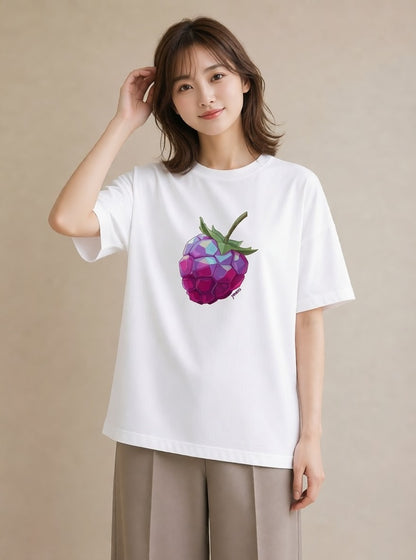 プリントTシャツ レディース 木の実 植物 ボタニカル イラスト ニュアンス 帰省 ラフ 白T YMAZO
