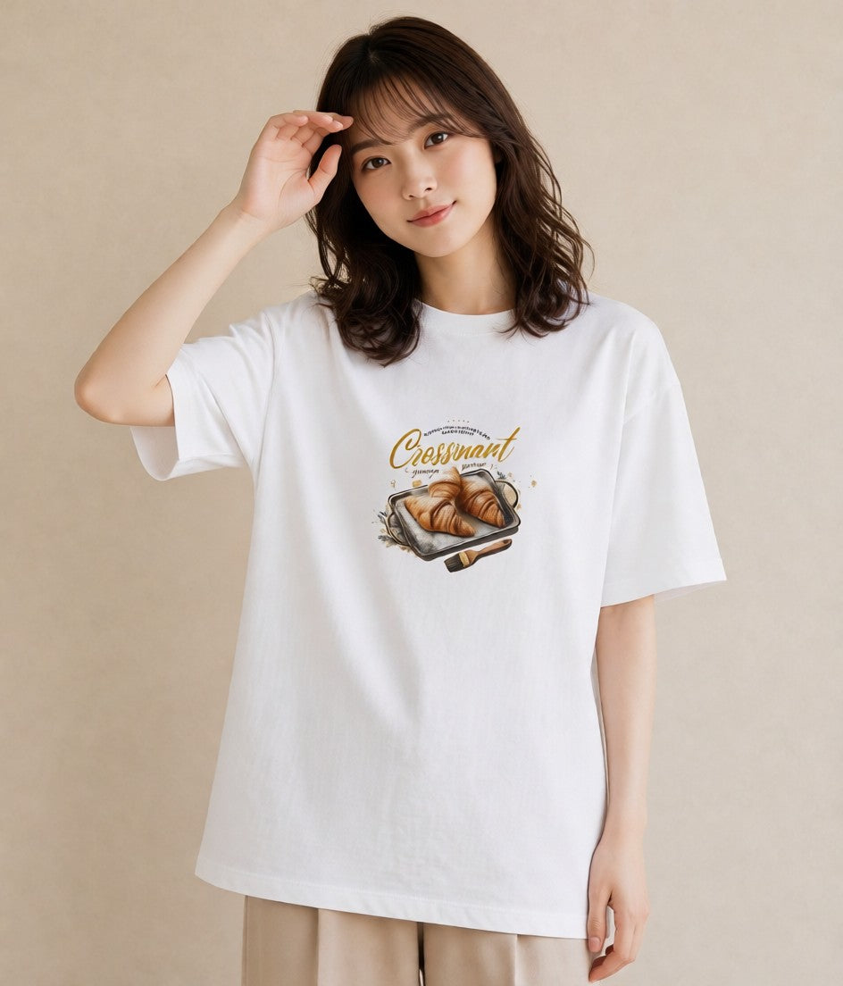 デザインTシャツ レディース パン ベーカリー イラスト 可愛い 休日 ペアコーデ 白T YMAZO