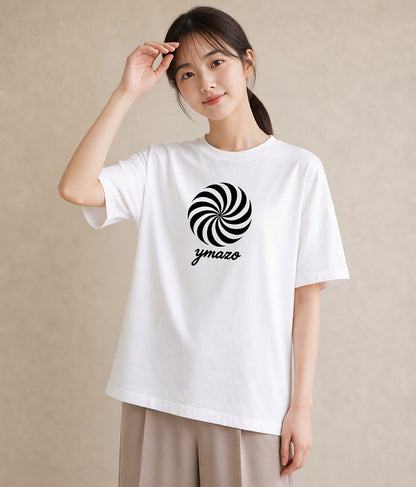 デザインTシャツ レディース 扇子 そよ風 ナチュラル アンティーク イラスト 個性的 女性向けギフト 散歩 白T YMAZO