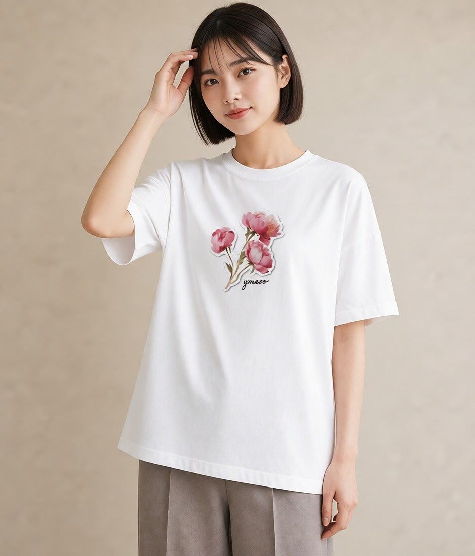 デザインTシャツ レディース 観葉植物 植物 ボタニカル イラスト ミセス 春コーデ 白T YMAZO