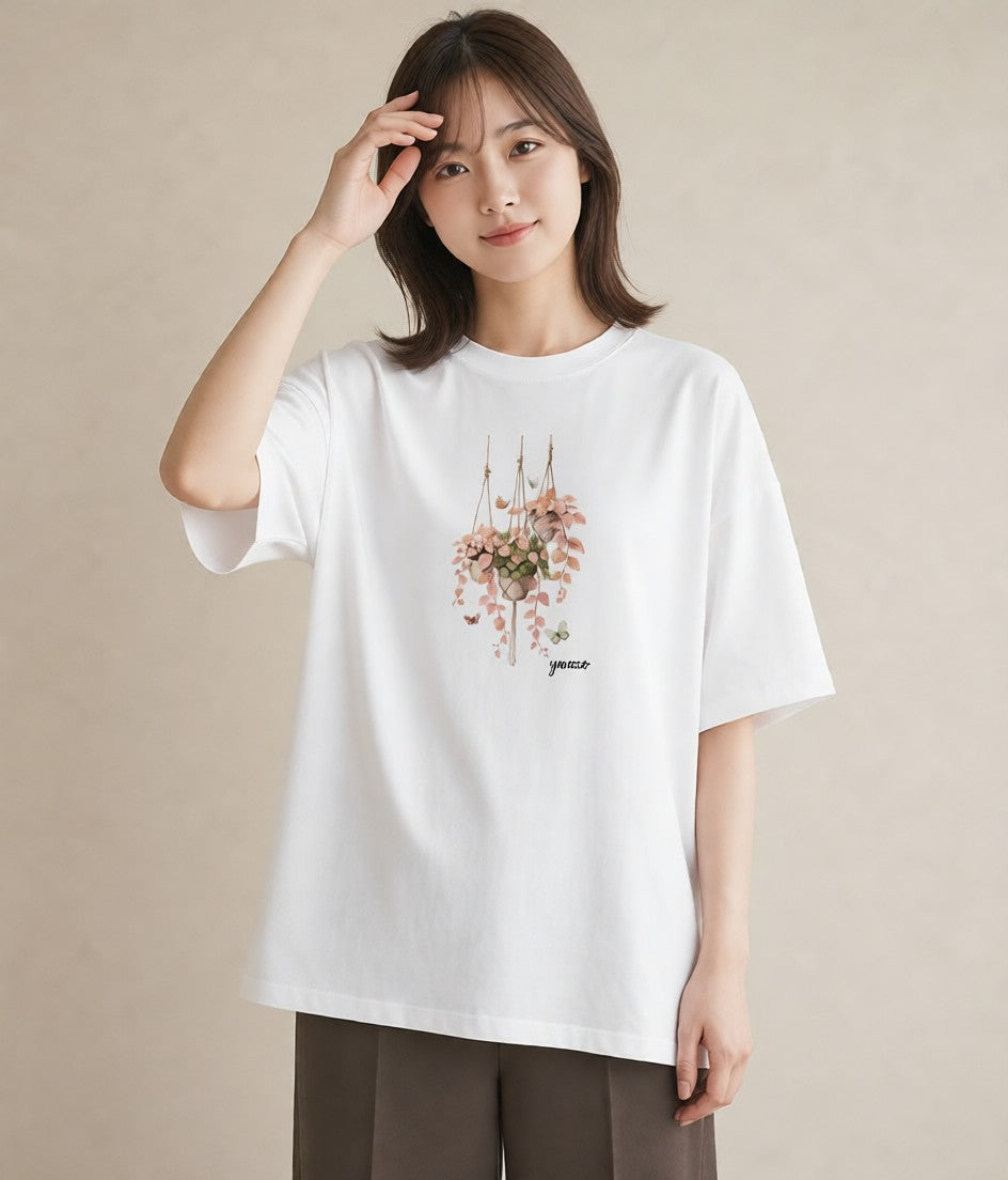 Tシャツ レディース 風鈴 ガラス 夏 ナチュラル アンティーク イラスト 抜け感 休日 ペアコーデ 白T YMAZO