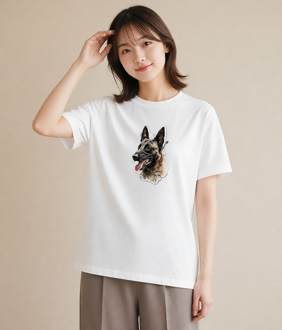 Tシャツ レディース ジャーマンシェパード 犬 いぬ イラスト 韓国風 敬老の日 ホワイトデー 白T YMAZO