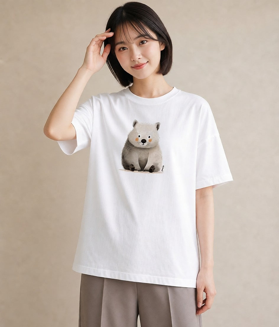 グラフィックTシャツ レディース チンチラ ペット 動物 イラスト こなれ感 普段着 週末コーデ 白T YMAZO