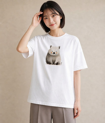 グラフィックTシャツ レディース チンチラ ペット 動物 イラスト こなれ感 普段着 週末コーデ 白T YMAZO