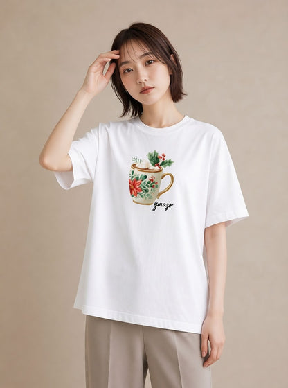 グラフィックTシャツ レディース ハーブティー 食べ物 フード イラスト フェミニン 旅行用 海 白T YMAZO