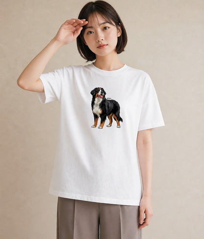 グラフィックTシャツ レディース バーニーズマウンテンドッグ 犬 いぬ イラスト ペアコーデ 秋コーデ 白T YMAZO