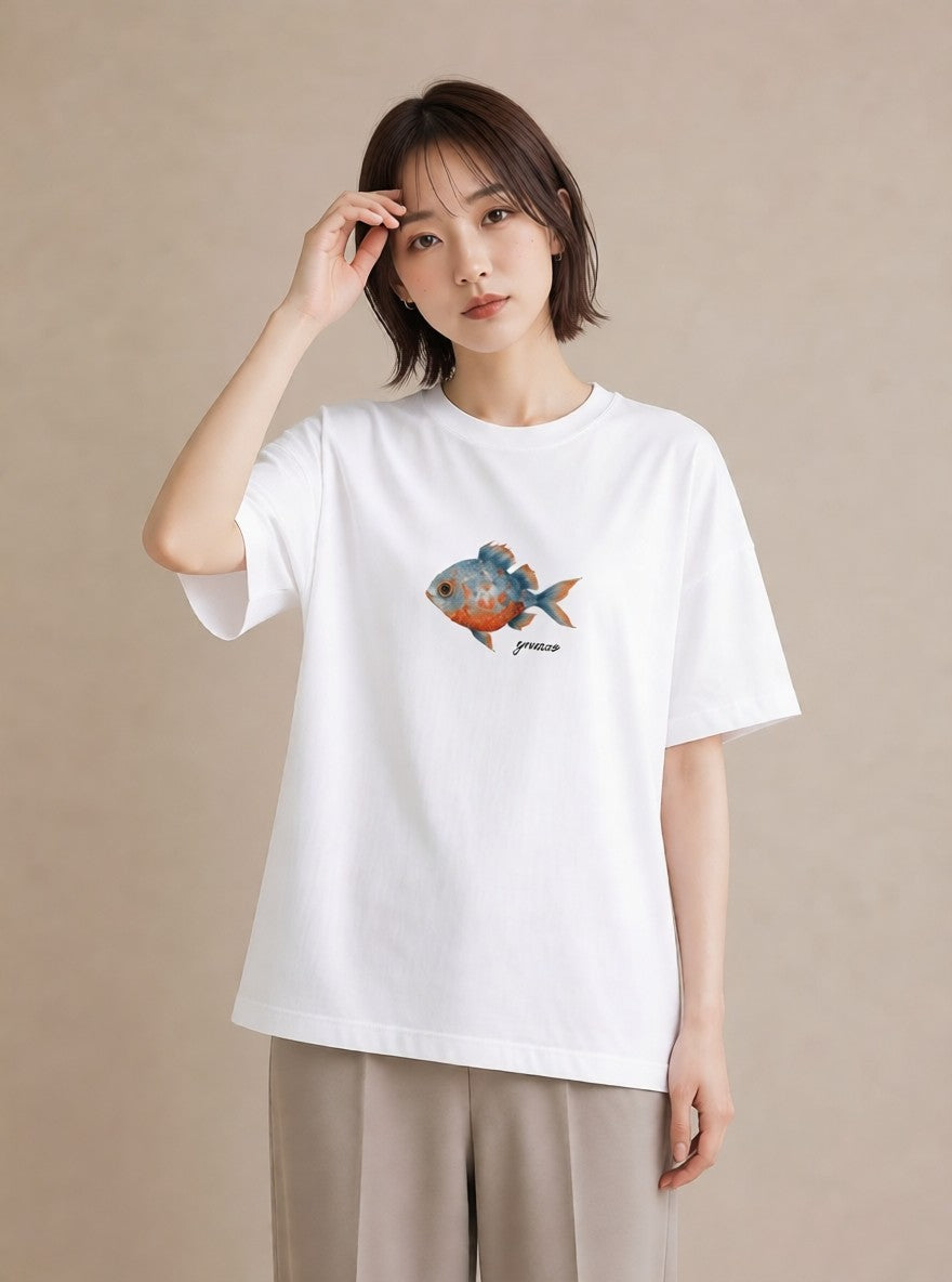 Tシャツ レディース カクレクマノミ 海の生き物 海 イラスト 韓国風 母娘コーデ 自分用 白T YMAZO