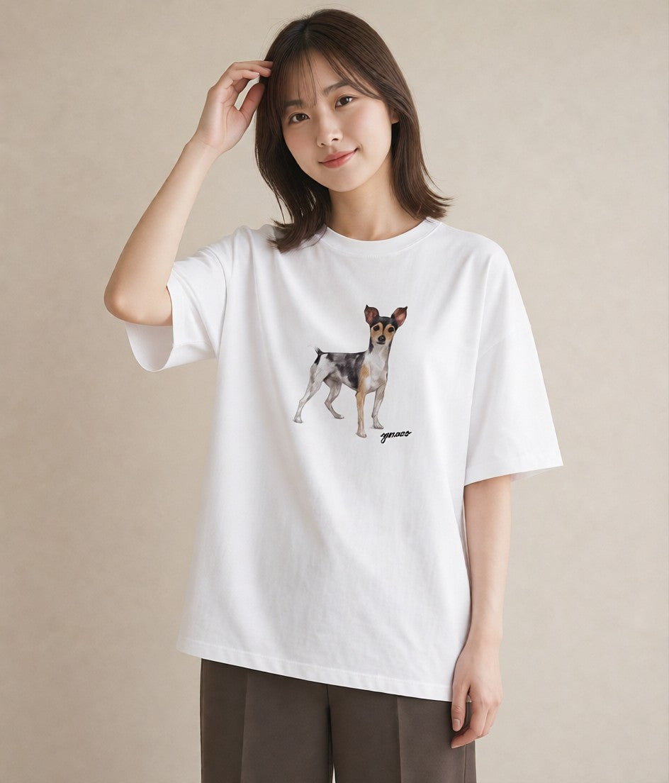 プリントTシャツ レディース 保護犬 犬 いぬ イラスト きれいめ デイリーウェア 休日 白T YMAZO