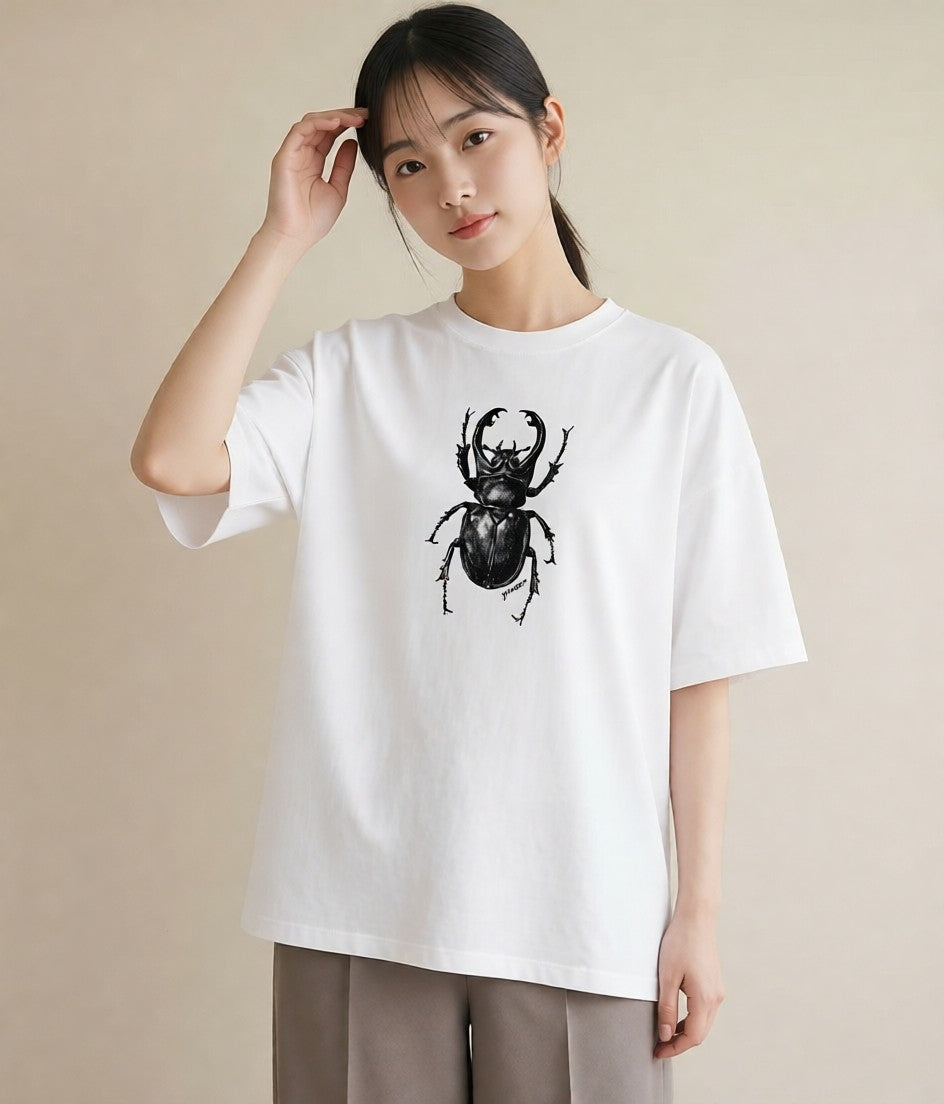 グラフィックTシャツ レディース クワガタ 昆虫 虫 イラスト ボタニカル 女子会 お揃い 白T YMAZO