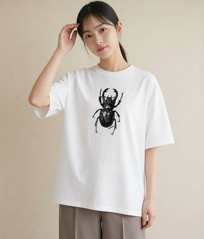 グラフィックTシャツ レディース クワガタ 昆虫 虫 イラスト ボタニカル 女子会 お揃い 白T YMAZO