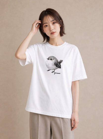 プリントTシャツ レディース 桜文鳥 ペット 動物 イラスト アート風 ギフト 母の日 白T YMAZO