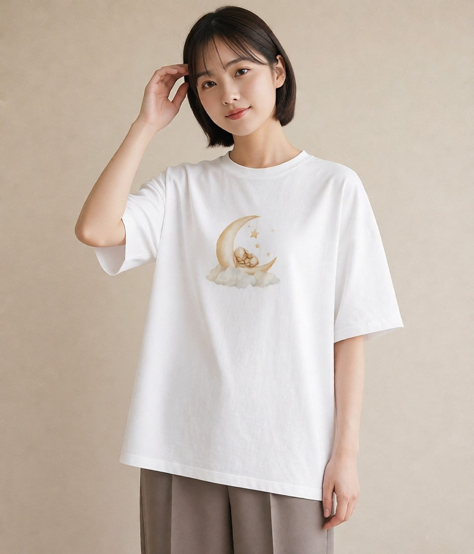グラフィックTシャツ レディース 星空 宇宙 イラスト 韓国風 旅行用 海 白T YMAZO