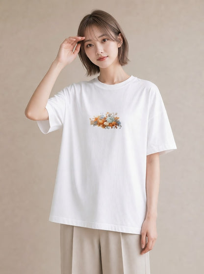プリントTシャツ レディース 実り 植物 ボタニカル イラスト ラフ 通勤 在宅 白T YMAZO