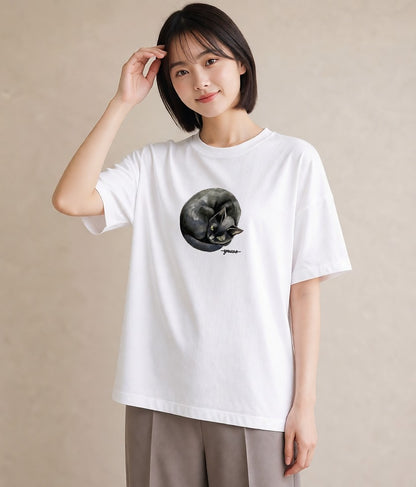 半袖Tシャツ レディース シャム 猫 ねこ イラスト 北欧風 送別ギフト 通勤 白T YMAZO