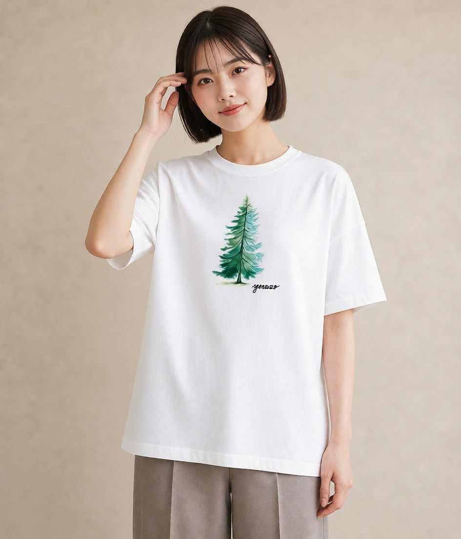 プリントTシャツ レディース オーロラ 星空 宇宙 イラスト カフェコーデ 夏コーデ 通学 白T YMAZO