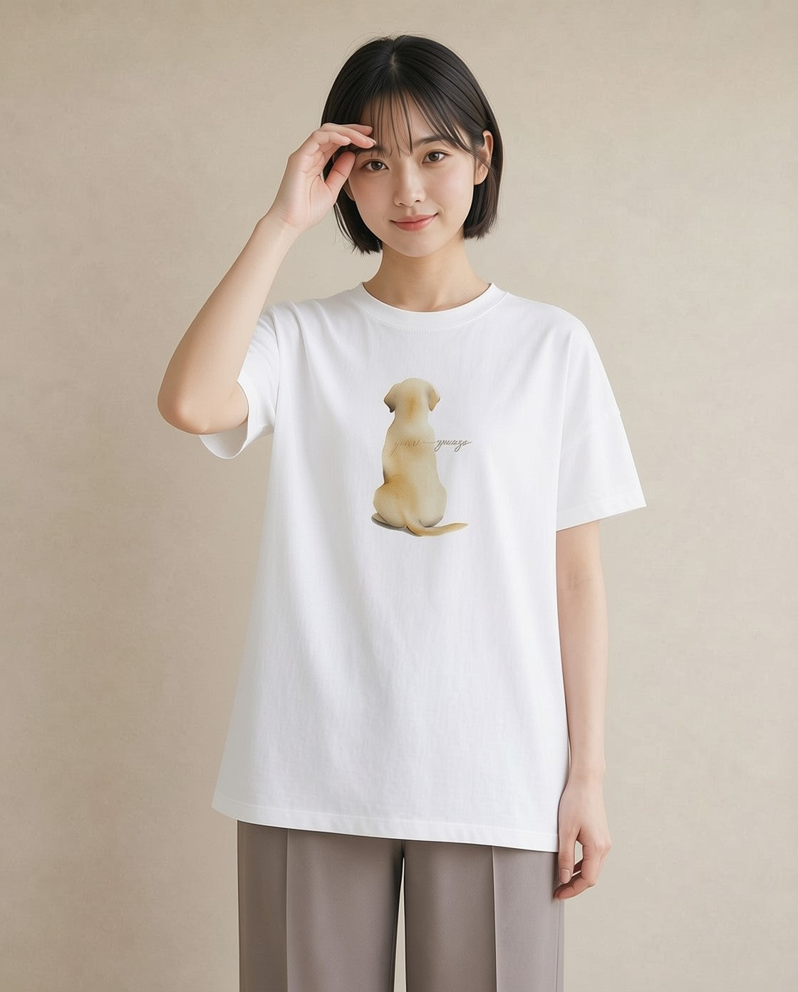 グラフィックTシャツ レディース ラブラドールレトリバー 犬 いぬ イラスト 可愛い 女性向けギフト 散歩 白T YMAZO