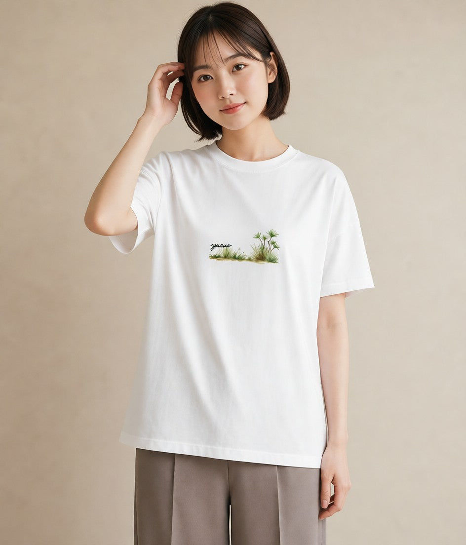 半袖Tシャツ レディース サボテン 植物 ボタニカル イラスト 旅行コーデ 通勤 在宅 白T YMAZO