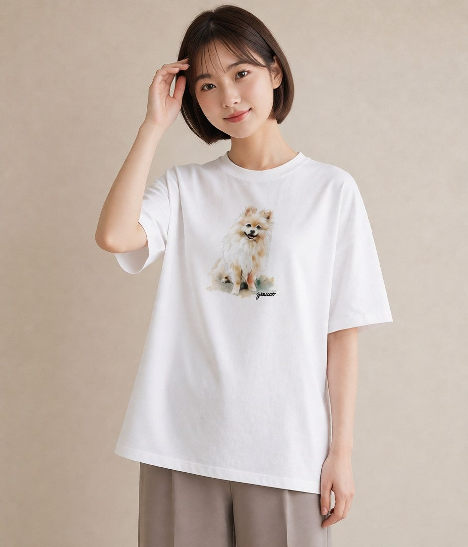 グラフィックTシャツ レディース わんちゃん 犬 いぬ イラスト 抜け感 通学 誕生日プレゼント 白T YMAZO