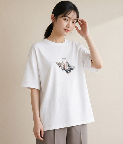 Tシャツ レディース かたつむり 昆虫 虫 イラスト 普段使い ホワイトデー 春服 白T YMAZO