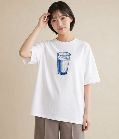 グラフィックTシャツ レディース ミルク 食べ物 フード イラスト 上品 おしゃれギフト 社会人 白T YMAZO