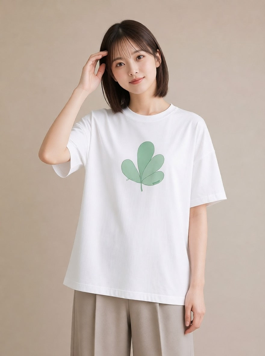 半袖Tシャツ レディース シダ 植物 ボタニカル イラスト ミニマル 公園 ママ 白T YMAZO