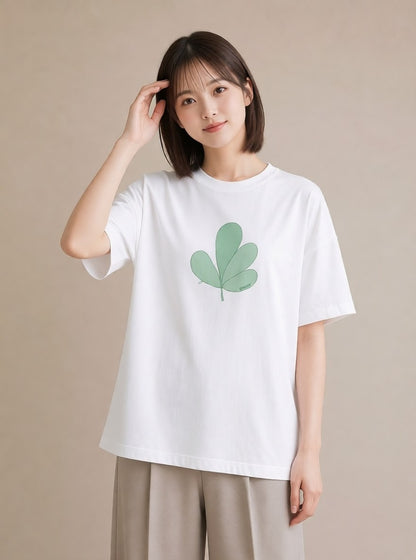 半袖Tシャツ レディース シダ 植物 ボタニカル イラスト ミニマル 公園 ママ 白T YMAZO