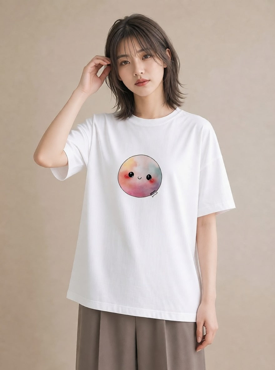 半袖Tシャツ レディース 惑星 星空 宇宙 イラスト お洒落 休日 ペアコーデ 白T YMAZO