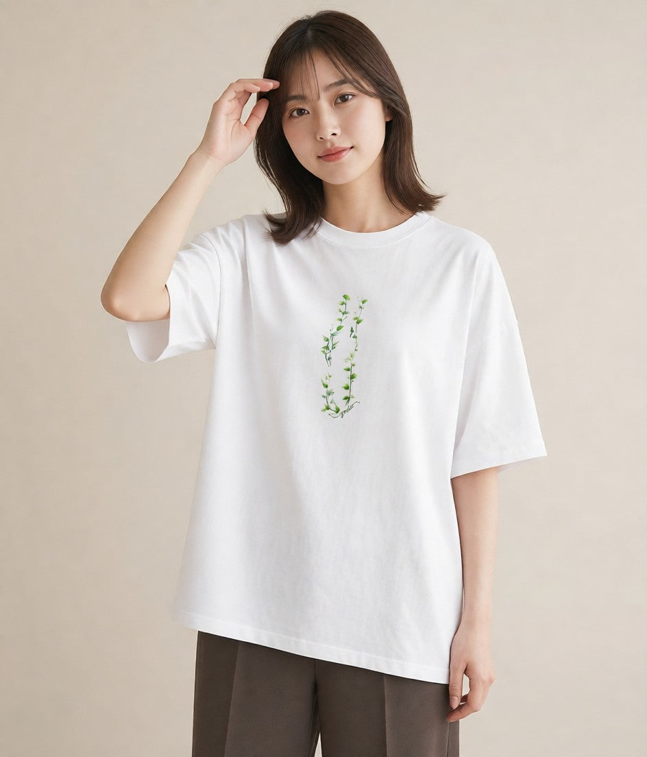 グラフィックTシャツ レディース 苔 植物 ボタニカル イラスト ゆるコーデ 社会人 女性 白T YMAZO