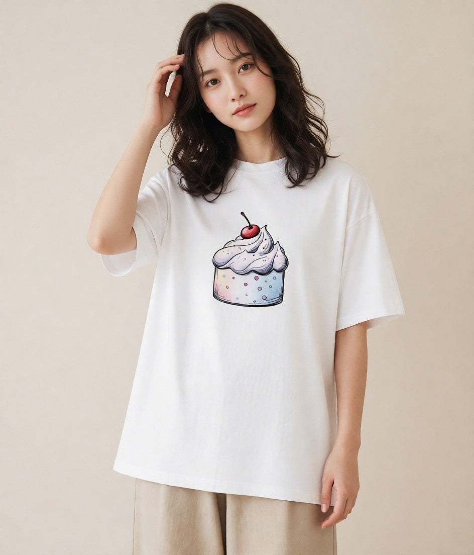 Tシャツ レディース ソフトクリーム 食べ物 フード イラスト アート風 買い物 夏コーデ 白T YMAZO