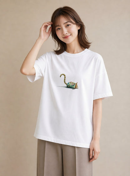 グラフィックTシャツ レディース サビ猫 猫 ねこ イラスト レトロ 社会人 女性 白T YMAZO